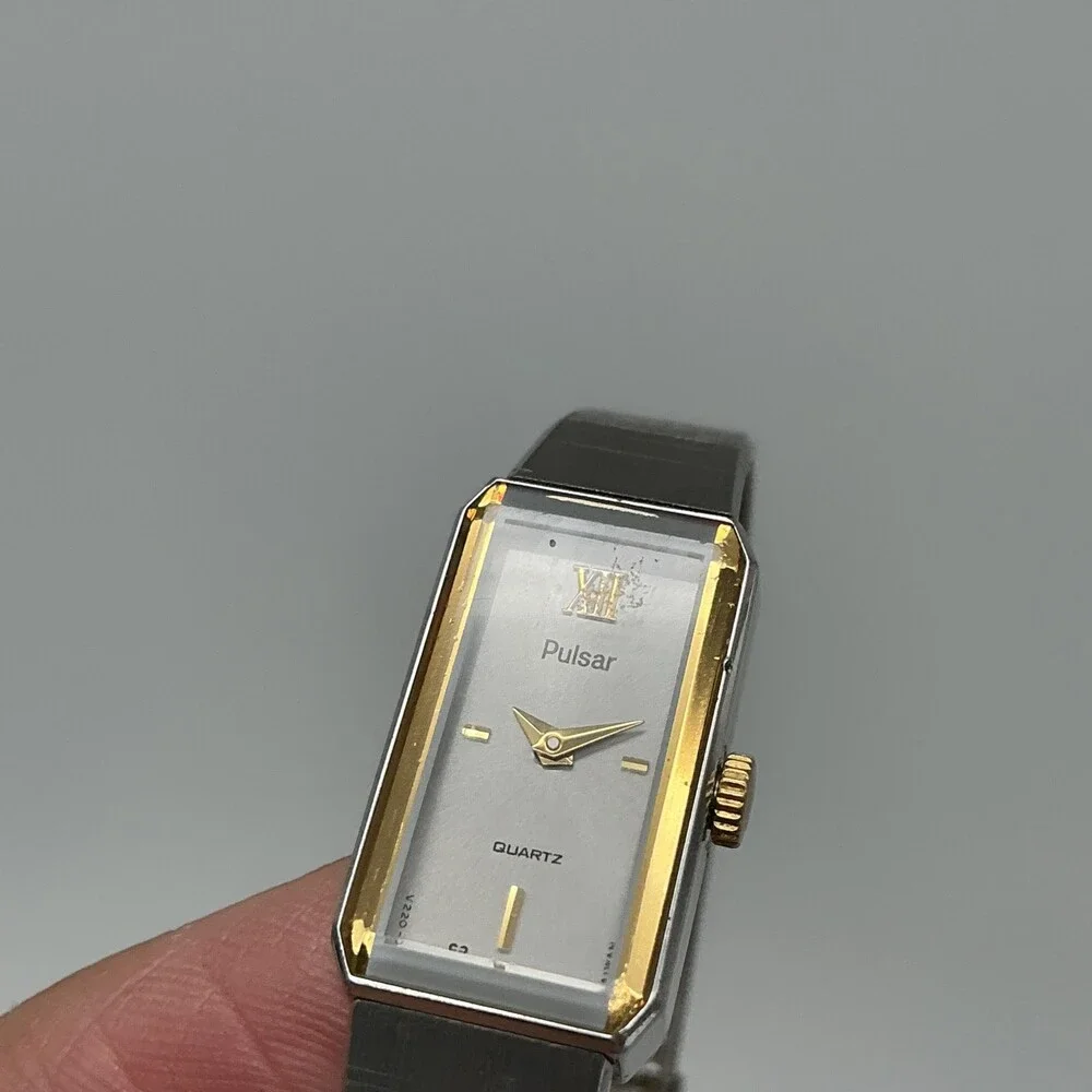 Pulsar Womens Watch 12mm Two Tone Stainless Bangle V220-5020 New Battery 5.75